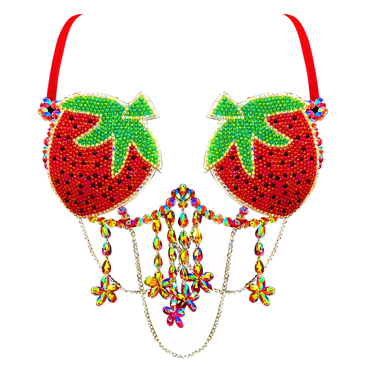 Sweet As A Strawberry Beaded Carnival Bra