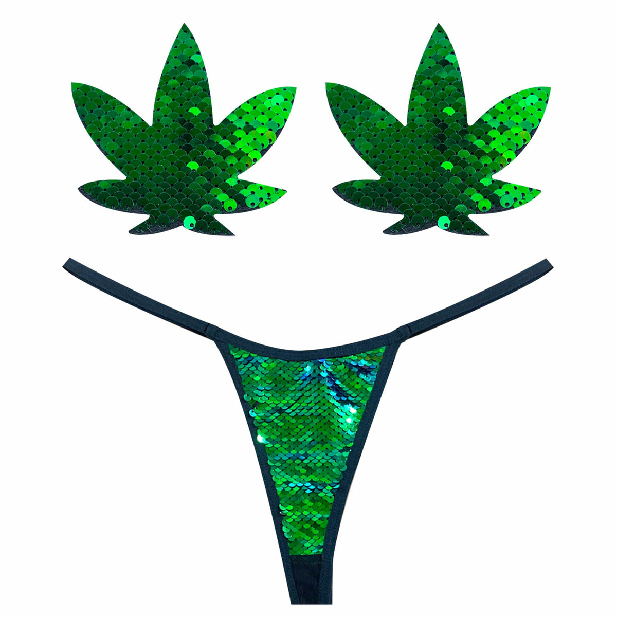 Leaf Sequin Pasties & Thong Set