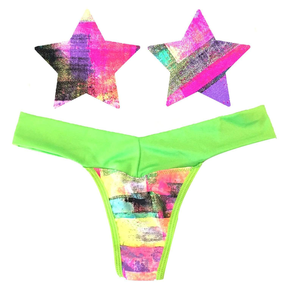 Neon Starburst Pasties & Thong Set