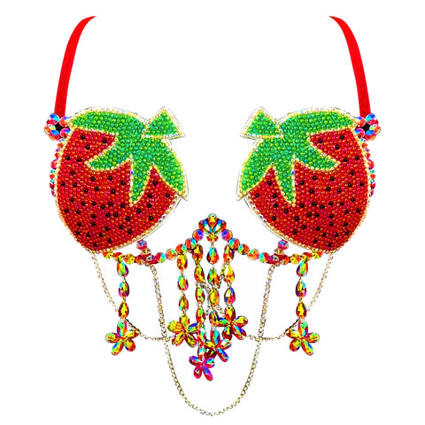 Sweet As A Strawberry Beaded Carnival Bra